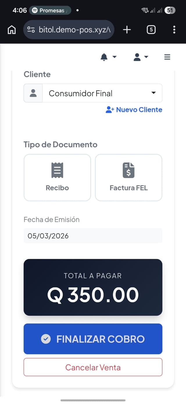 Cobro rápido desde celular